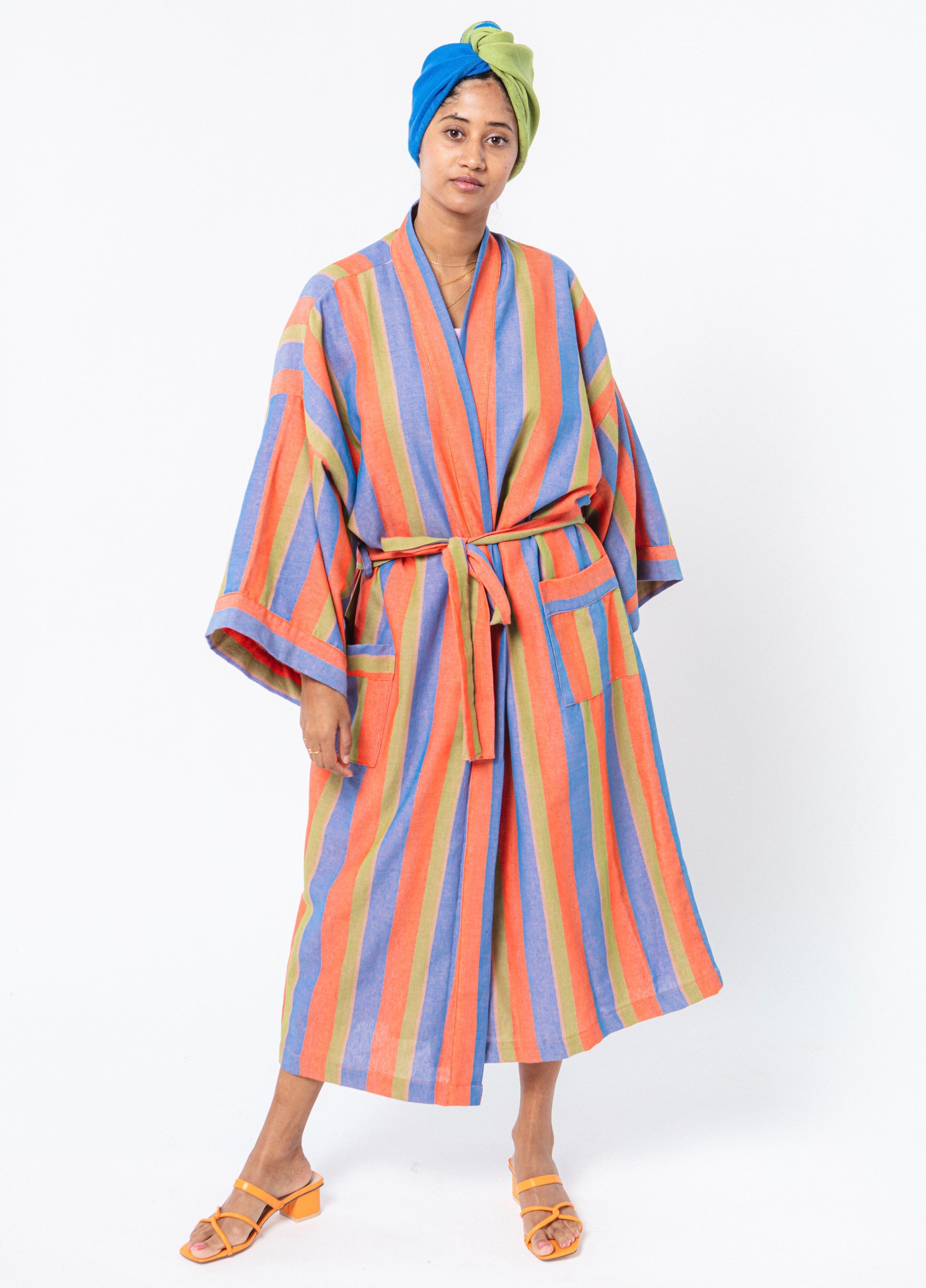 David Fussenegger cotton handmade striped offers Robe