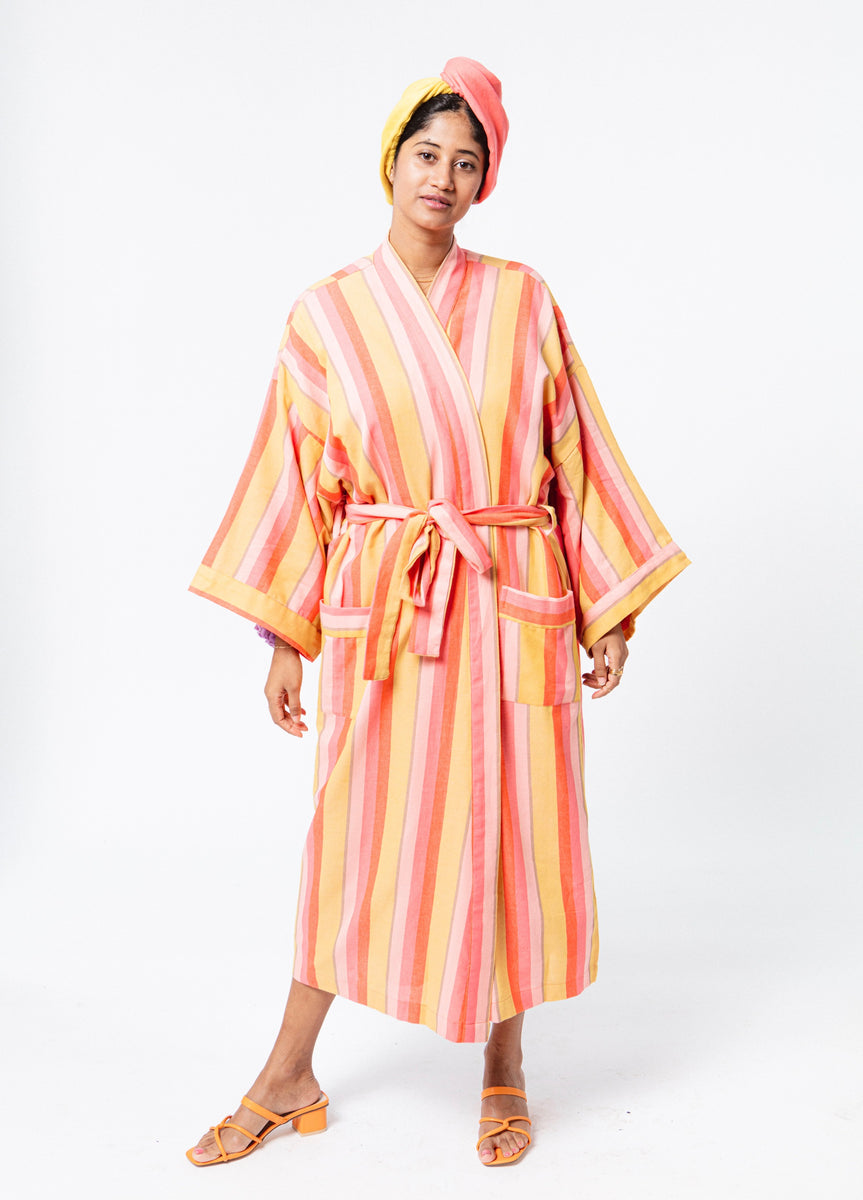 LONG COTTON STRIPED ROBE – bathenshop.com